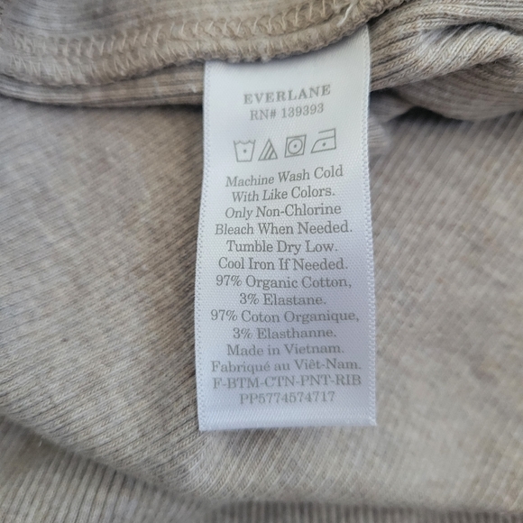 Everlane The Ribbed Flare Pant Heathered Oat Beige Medium Wide Leg - Picture 9 of 10